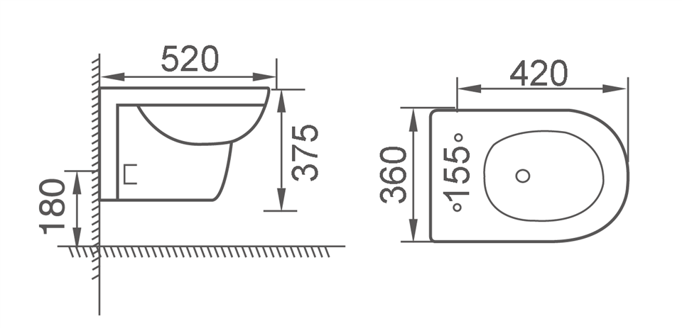 Compact Wall Hung Toilet For Small Bathroom Renovation Projects (520mm P-trap) suppliers