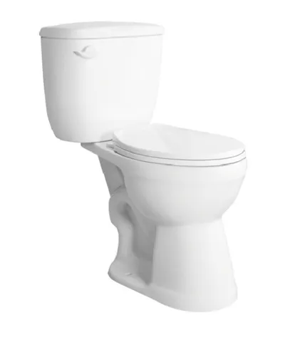 White Round Tall Toilet, 2-Piece — Compact 4.8L Siphon Jet