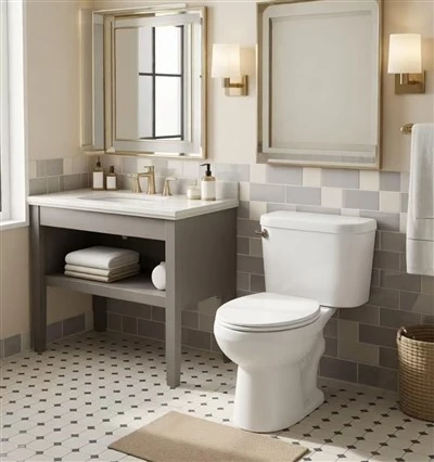 Elongated Two-Piece Toilet — TZ-1902, 4.8L Siphon Jet, Side-Flush
