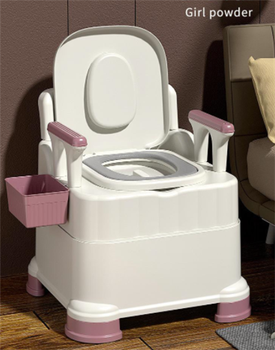 Portable Toilet With Armrest And Adjustable Height For Elderly And Emergency Use