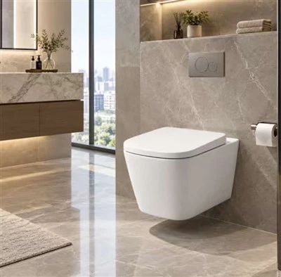 Square Rimless Wall Hung Pan For Australian & European Distributors | WaterMark, WELS 4-Star, CE (Model I-05BS WHP)