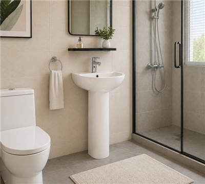 Wash Hand Basin With Pedestal – Space-Saving Bathroom Sink With Overflow & Faucet Options For Modern & Small Bathrooms