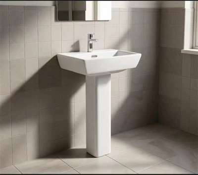 Wholesale Pedestal Sink For US & Canada — 20-1/2 In. Vitreous China Basin, Single-Hole Drilling, 576 Sets Per 40′ HC (Model 6606)