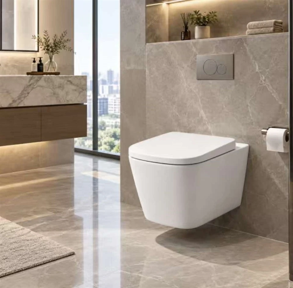 Square Rimless Wall Hung Pan For Australian & European Distributors | WaterMark, WELS 4-Star, CE (Model I-05BS WHP)