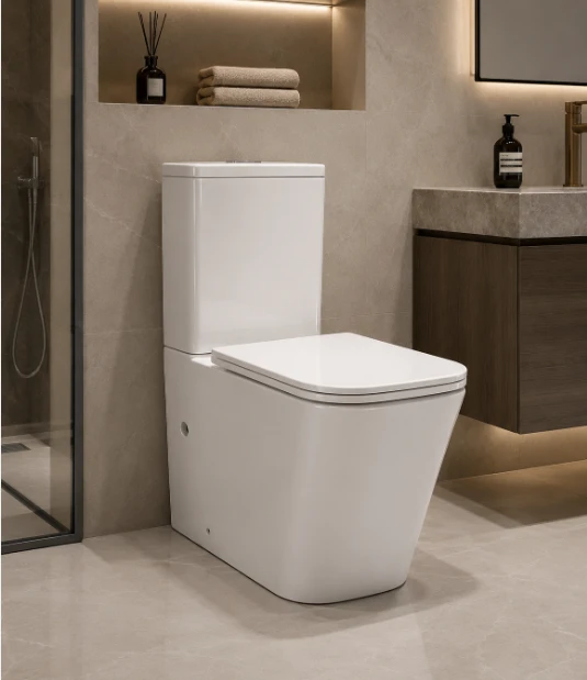 Square Toilet Suite — Sleek Modern Rimless Design, WELS 4-Star & WaterMark Certified (Model 2061)