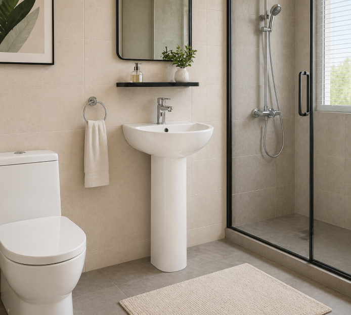 Wash Hand Basin With Pedestal – Space-Saving Bathroom Sink With Overflow & Faucet Options For Modern & Small Bathrooms